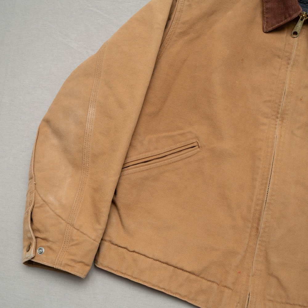 Vtg Carhartt Brown Detroit Blanket Lined Jacket J97 Size Small Corduroy Collar - Picture 11 of 16